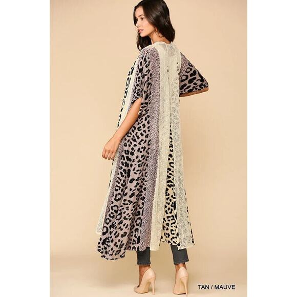 Gigio Boho Animal Print Lagenlook Kimono Cardigan Mesh Duster Plus Size 1XL 1X - Picture 10 of 16